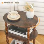 MaxSmeo Side Table, 3-Tier Small End Table, Modern Oval Night Stand Accent Table - Image 5