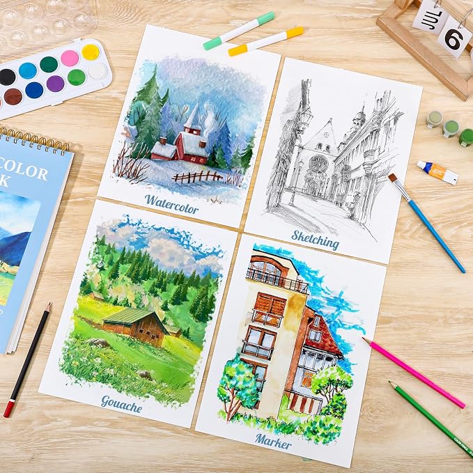 35 Sheets Watercolor Paper Pad 9x12 Inch, 140 lb/300 GSM Cold Press Water Color - Image 6