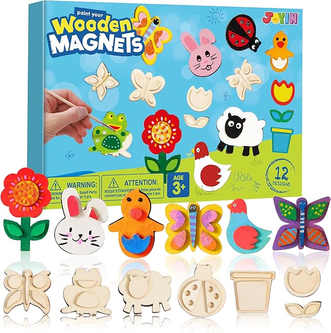 JOYIN 12 Wooden Magnet Creativity Arts & Crafts Painting Kit by JOYIN