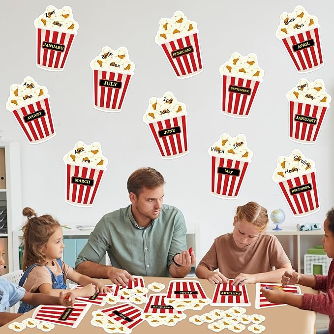 Loneliness 66PCS Popcorn Birthday Bulletin Board Set Classroom Decorations - Image 6