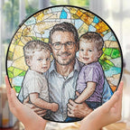 LOVELYPOD Personalized Dad Stained Glass Sun Catcher, Photo Family Portrait - Image 5