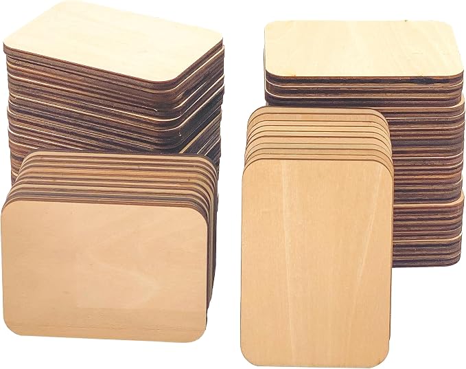 60 Pieces Unfinished Basswood Rectangles 2.5x3.5 in 3/16 Thick Plywood Tiles - Image 2