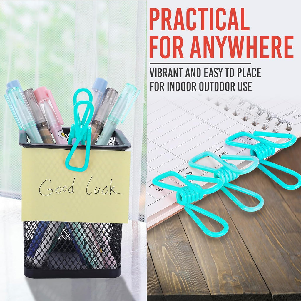 30 Pack Blue Chip Bag Clips for Food - PVC 2 Inch Coated Sealer for Sealing Food - Paper Holder, Clothesline Clip for Laundry Hanging, Kitchen Bags, Multipurpose Clothes Pins