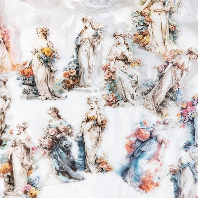 90Pcs Large Vintage Cherubs Angels Fairy Sculpture Art Scrapbook Sticker - Image 6