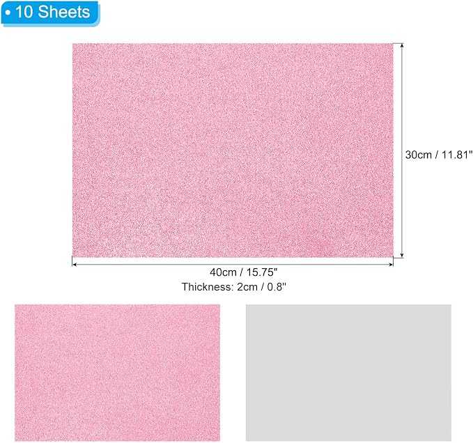 PATIKIL Pink Shiny EVA Glitter Foam Sheet 16x12 Inch 2mm Thick - Image 2