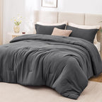 Love's cabin Dark Grey Queen Comforter Set, 3-Piece Prewashed Bed Set by Lovescabin