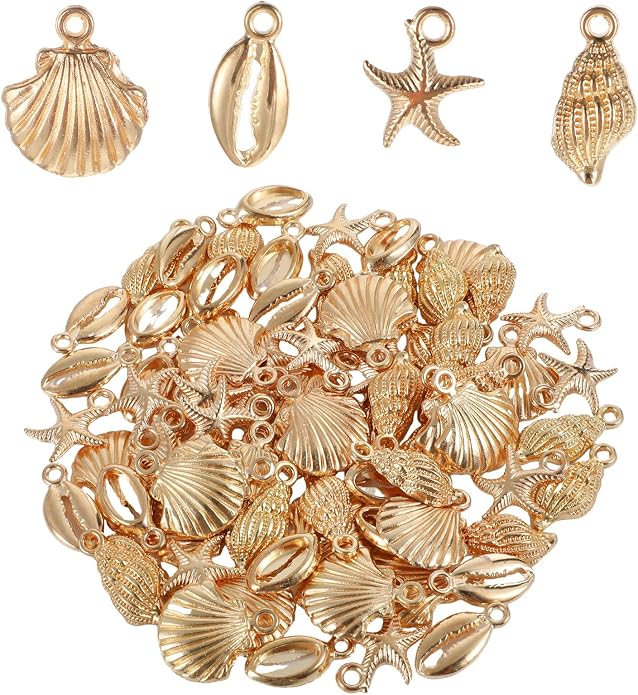 80pcs Metal Pendant Charms, Shell Starfish Conch Charms Alloy Ocean, Starfish by Unknown