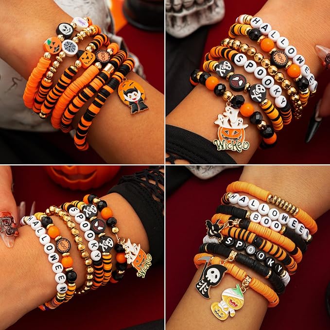 BBita 1480pcs Halloween Polymer Clay Beads Charms Friendship Bracelet Necklace - Image 4