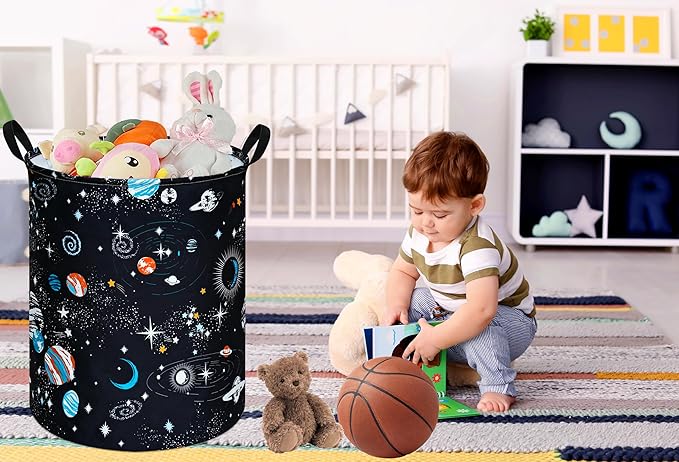 Round Laundry Hamper Storage Basket Laundry Organizer Hamper Storage Bins Clothes and Toys Box Nursery Hamper Gift Basket For Kids with Handles