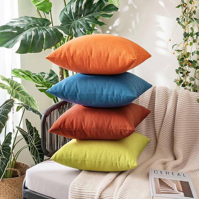 MIULEE Pack of 2 Decorative Outdoor Solid Waterproof Throw Pillow Covers Euro - Image 8