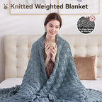 Knitted Weighted Blanket for Adult, No Beads Heavy Blanket 48” x 72'' 12lbs - Image 5