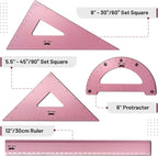 Mr. Pen- Metal Geometry Kit, 4 Pack, 45° & 30°/60° Set Squares | 6" Protractor - Image 2