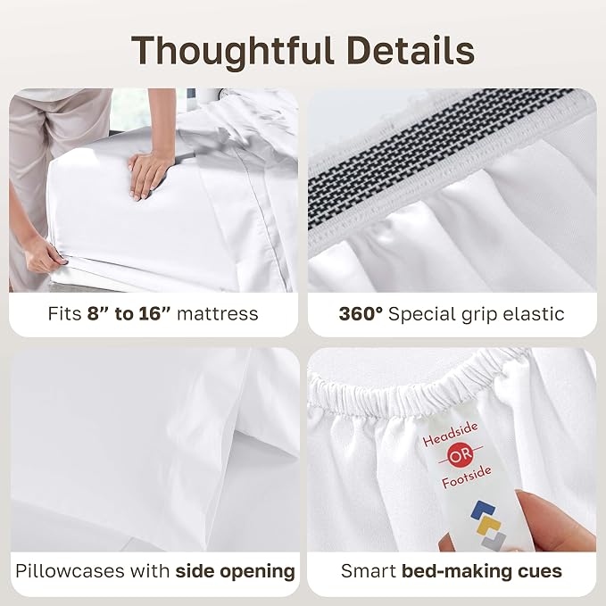 California Design Den White Queen Sheet Set Deep Pocket - Image 5