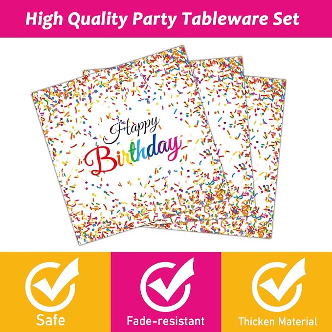 96 Pieces Happy Birthday Plates and Napkins Party Supplies - Image 3