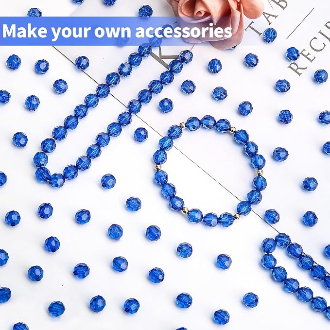 BONNY BOXX 500pcs 8mm Acrylic Faceted Round Crystal Beads Transparent Sapphire - Image 4