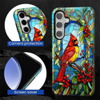 for Samsung Galaxy S25 Plus Case, Stained Glass Cardinal Bird Pattern Glossy 2 - Image 6