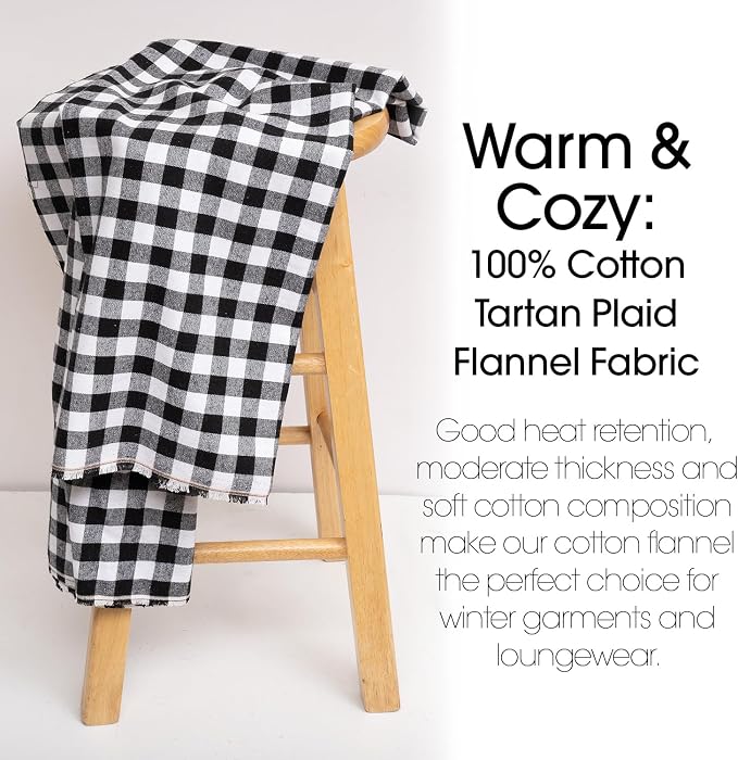 Pico Textiles 20 Yards Bolt Black and White Buffalo Plaid Checkered Flannel - Image 4