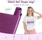 Tintnut Purple Glitter Heat Transfer Vinyl Roll, easy cut & weed, stretch - Image 2