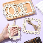 12 pcs 6 Styles Hollow Theme Undyed Wooden Photo Frames Laser Cut Oval Square - Image 4