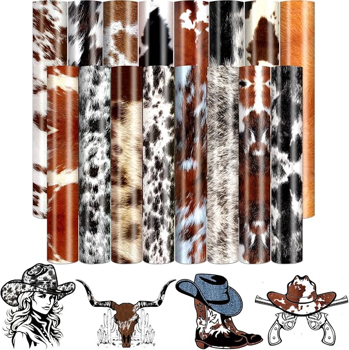 HTVSTD Cowhide Heat Transfer Vinyl 16 Sheets 12×10in Iron on Vinyl | Brown by CraftingEveryday