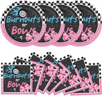 24 Guests Burnouts or Bows Gender Reveal Paper Plates Napkins Gender Reveal by Qyeahkj