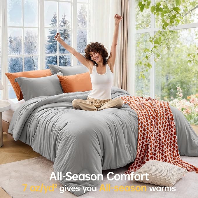 MUXHOMO King Size Comforter Set, All Season Ultra Soft Down Alternative Bedding - Image 4