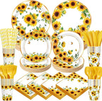 450 Pcs Sunflower Birthday Tableware Set Decorations Floral Paper Plates by Unknown