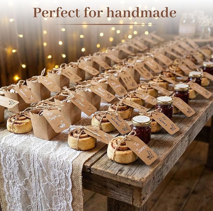 SallyFashion 100 PCS Gift Tags, 2x4 inch Kraft Paper Hollow-Out Tags - Image 3