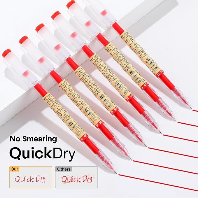 Japanese Style Red Gel Ink Pens, 0.35mm Extra Fine Point, No Smudge Quick Drying - Image 4