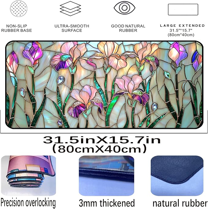 Colorful Flower Desk Mat Mouse Pad XXL, Plant Extended Large Game Mouse Pads - Image 2