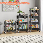4 Tier Rolling Cart Metal with Wheels, Utility Roller Carts Organizer - Image 2