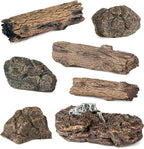 7Pcs Artificial Tree Stumps and Miniature Fake Stone Rocks - Image 3
