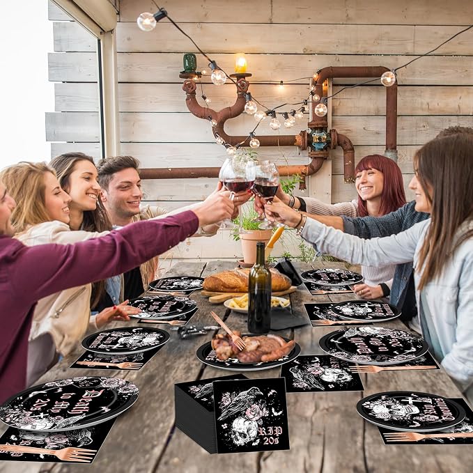 Qyeahkj 100 Pcs 30th Birthday Party Supplies Death to My 20s Paper Plates and - Image 6