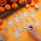 RattanView 24 Pcs Monster Craft Color Your Own Keychains Diy Craft Wooden Blank - Image 4