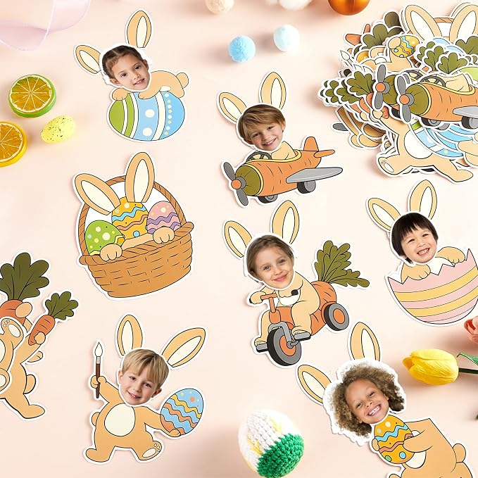 60pcs Easter Theme DIY Cutouts Easter Bunny Eggs Bulletin Board Decoration Set - Image 4