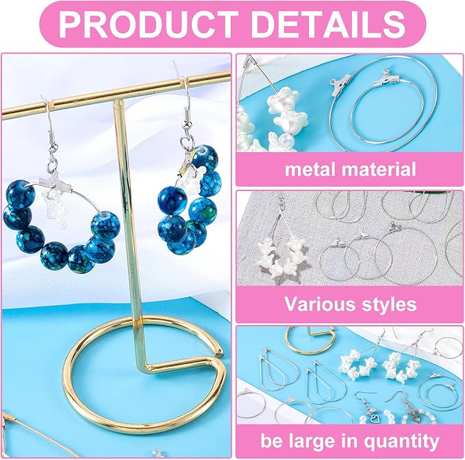 Pndeyo 700pcs Hypoallergenic Earring Beading Hoops, Mix Sizes Round Hoop - Image 3