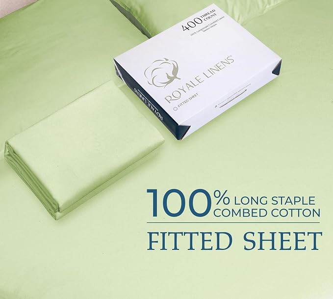 Royale Linens 400 Thread Count 100% American Grown Cotton Fitted Sheet King Size - Image 9