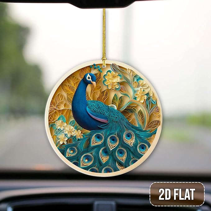 3D Effect Printed Peacock Acrylic Ornament, Peacock Hanging Ornaments - Image 5