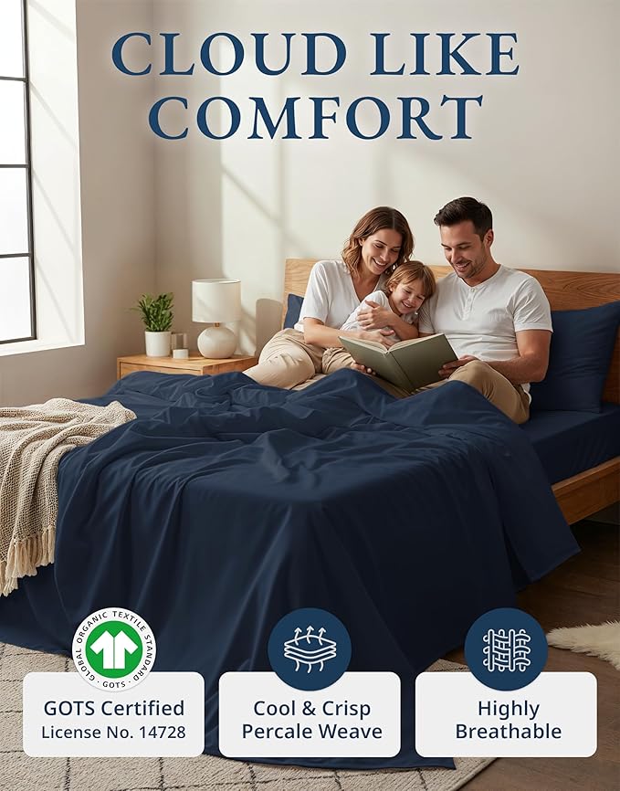 LANE LINEN 100% Organic Cotton Sheets Twin Size, Mercerized Cotton Fully - Image 2