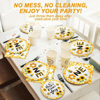 Qyeahkj 100 Pcs Bee 1st Birthday Party Supplies Paper Plates and Napkins Set - Image 5