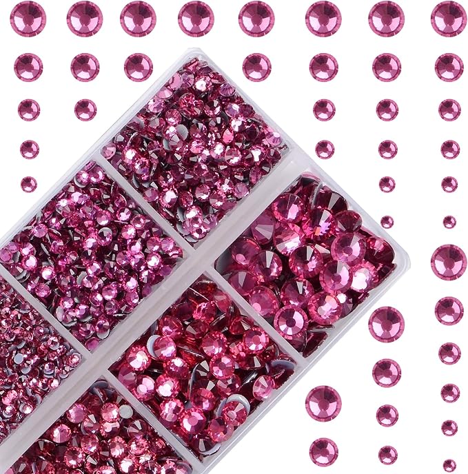 4000Pcs Mixed Size Hot Fix Round Crystals Gems Glass Stones Hotfix Flat Back by MASSIVE+BEADS
