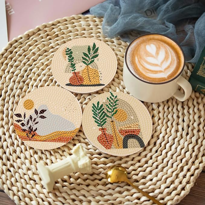 Clendo 8 Pcs Bohemian Style Diamond Painting Coasters Kits - Image 4