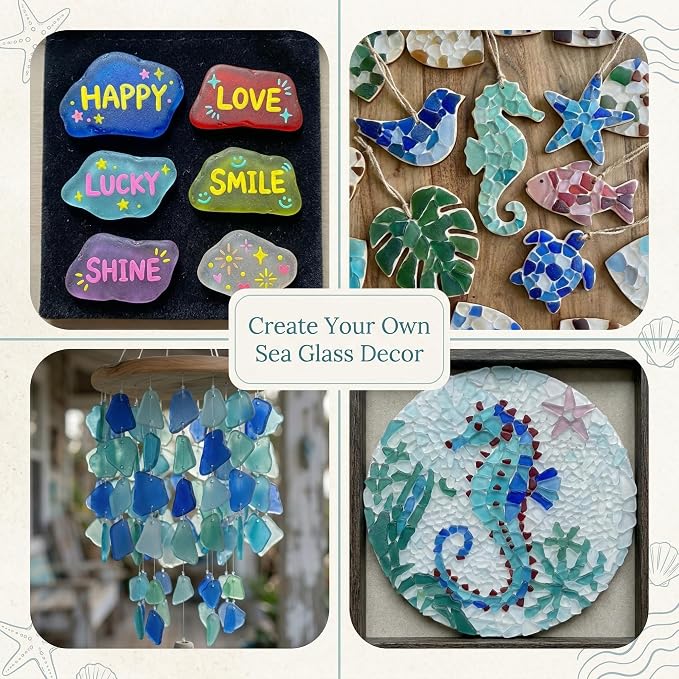 Jetec 11 oz Sea Glass for Crafts Pieces Decor Flat Frosted Sea Glass Vase - Image 4