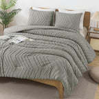 Andency Medium Grey Comforter Set Full Size, Boho Grey Soft Warm Bedding - Image 3