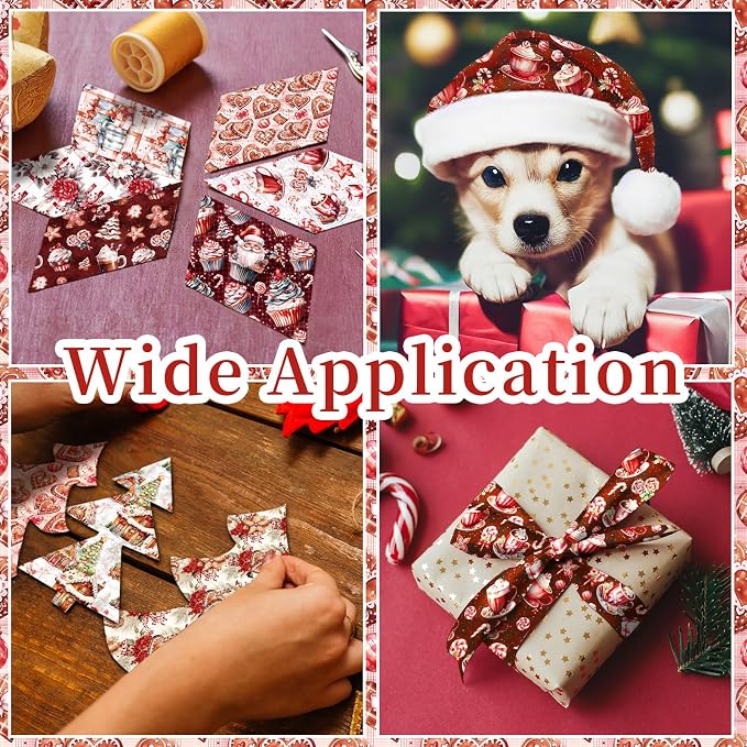 HunnmingRe 20 Pcs 10''x10'' Christmas Gingerbread Man Quilting Fabric Square - Image 5