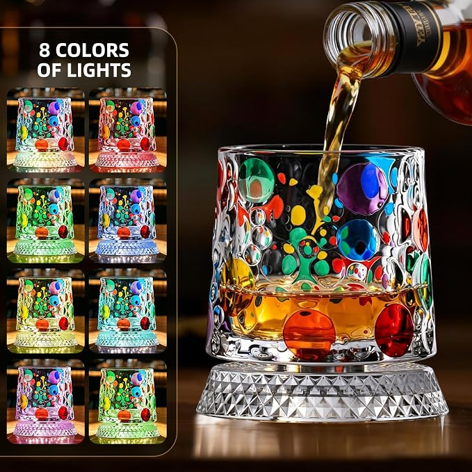 2PCS Spinning Whiskey Glass, 9.4oz | Hand-painted embossed, 360° rotating - Image 2