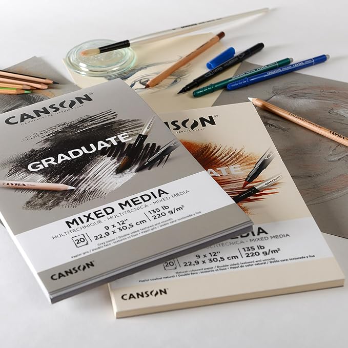Canson Graduate Grey Toned Mixed Media Pad, 9x12 inch, 20 Sheets | Artist Paper - Image 2