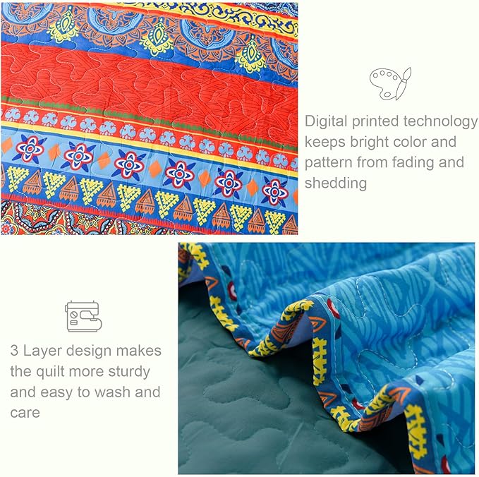 Exclusivo Mezcla Reversible Boho Quilts King Size - Image 5