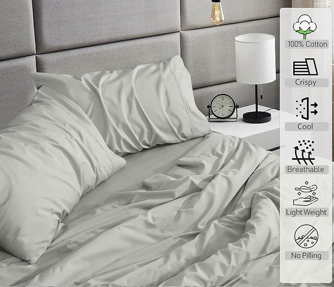 RUVANTI 100% Cotton Sheets – Twin Size Percale Bedding, Cooling & Breathable - Image 3