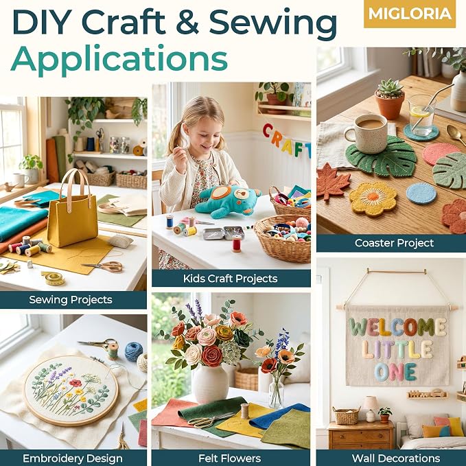 Felt Fabric Sheet 18 x 18 Inch, 1.6mm Thick | Soft and Flexible Nonwoven - Image 5